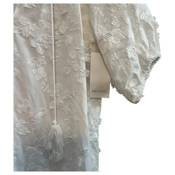Karen Kane Full Bloom Tassel Embroidered Floral Mini Dress White Size S - Picture 4 of 9